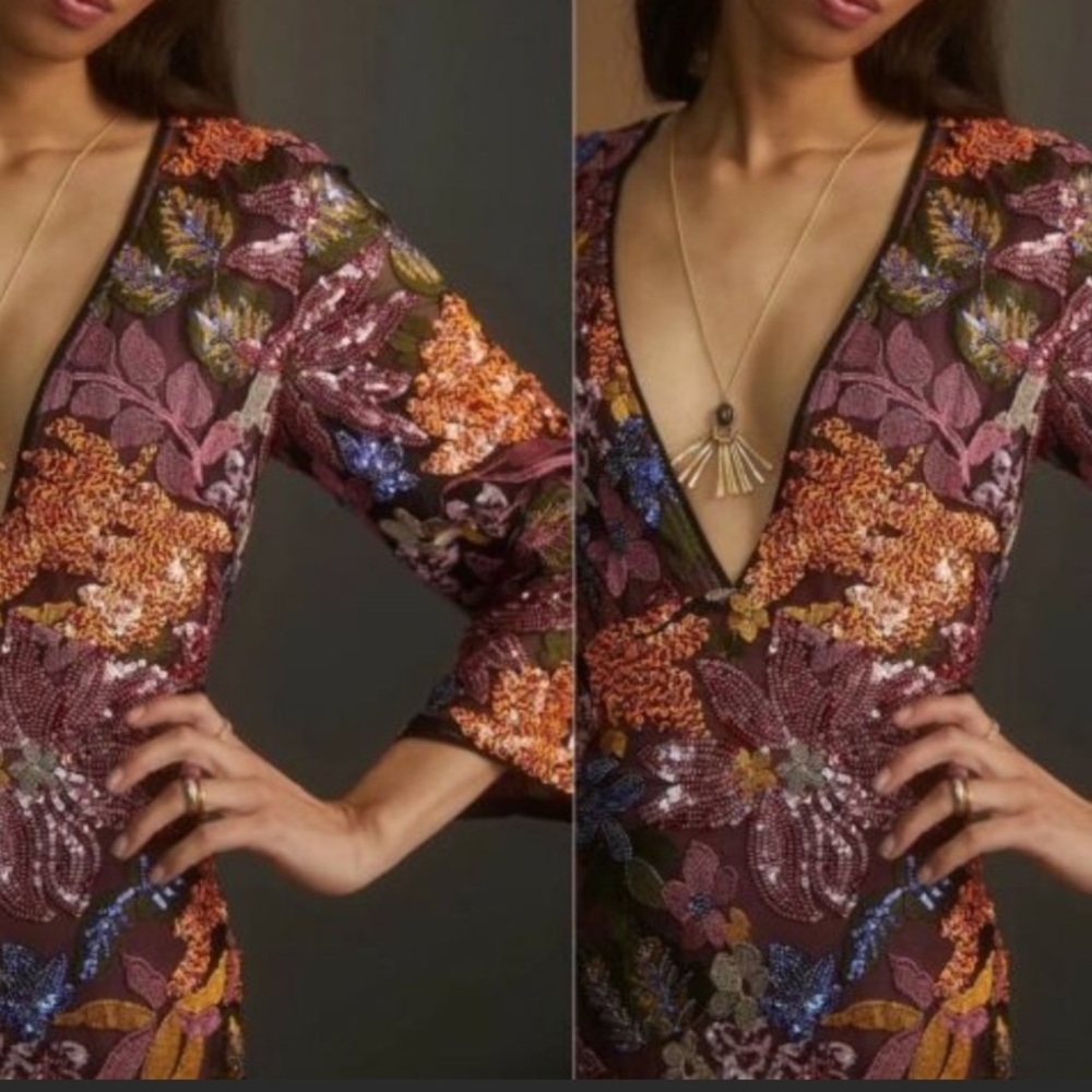 Anthropologie size 6 embroidered beaded dress. Dry cleaned.
